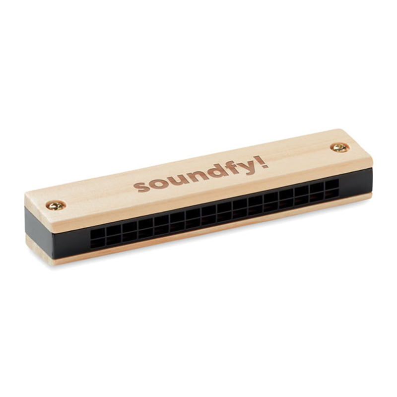 Harmonica with wood